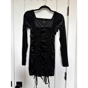 Wild Fable Black Velvet Ruched Tie Dress